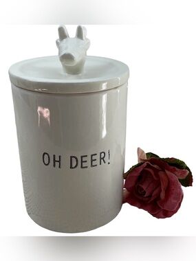 Deer antler canister The Bake Shop 1932 by Master class white dog treats  NWOT